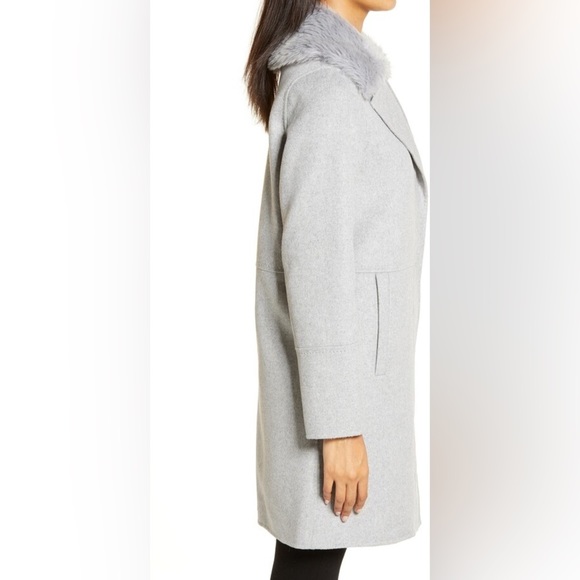 Kenneth Cole New York Wool Blend Coat With Removable Faux Fur Collar - Picture 3 of 9
